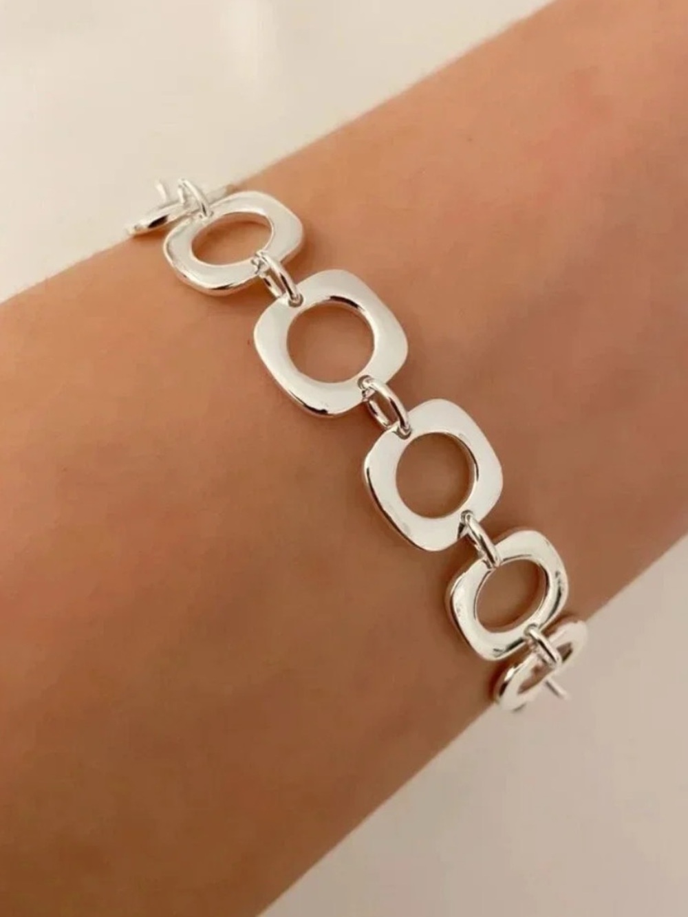 925 Sterling Silver Circle Link Bracelet Large Chunky Toggle
Chain Bracelet